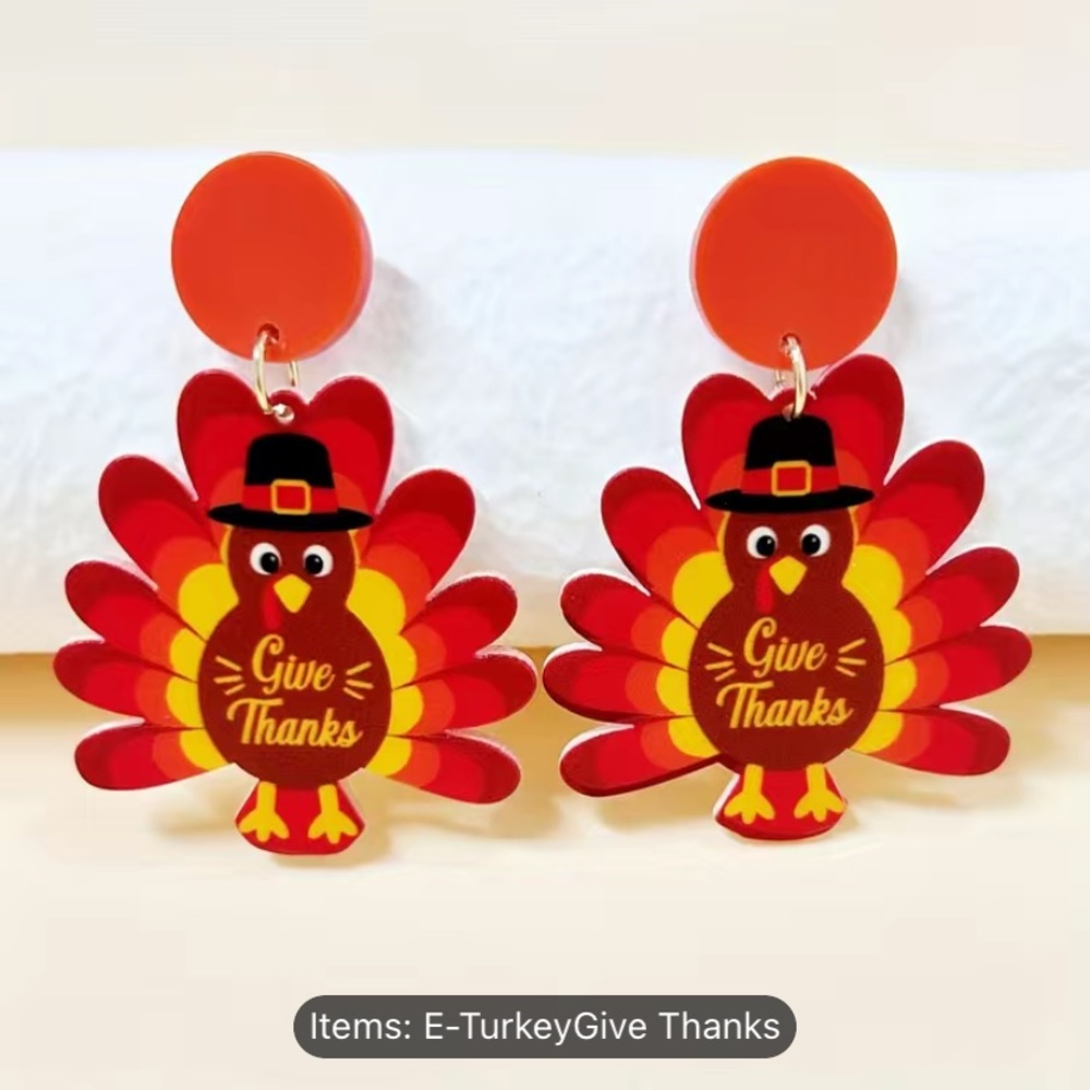 Thanksgiving pilgrim Turkey post earrings for women Give Thanks nwt